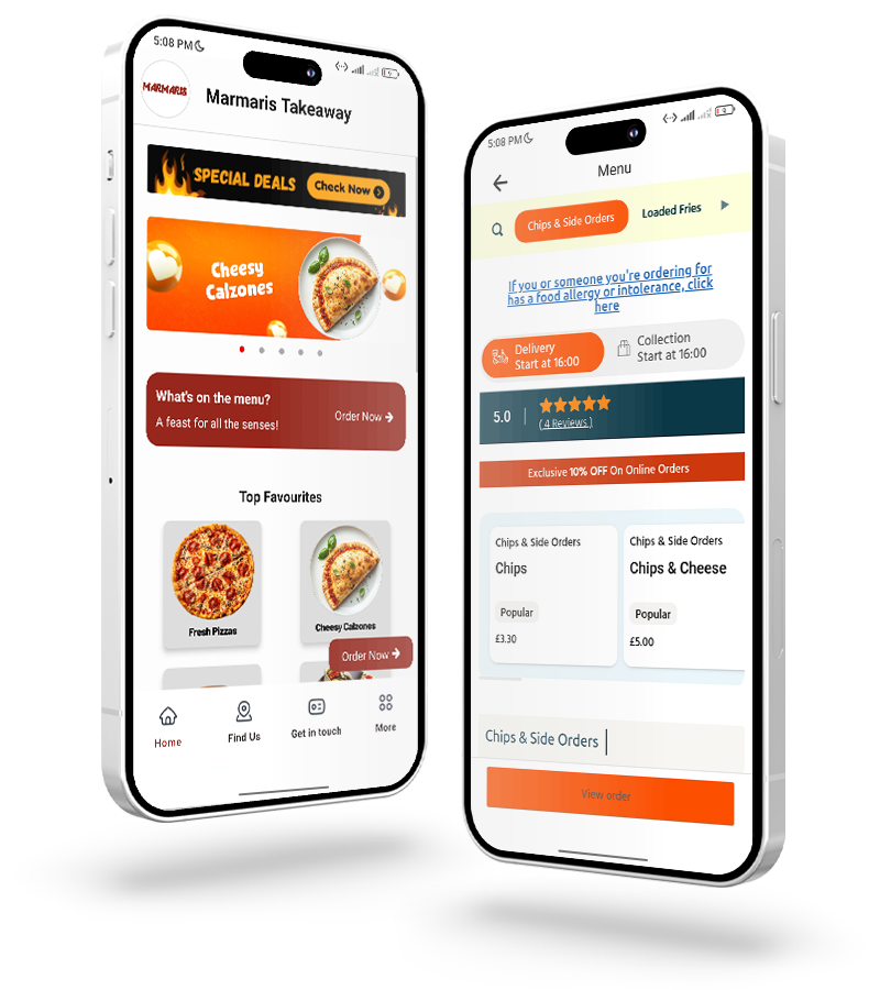 Marmaris Takeaway Inverurie app mockup